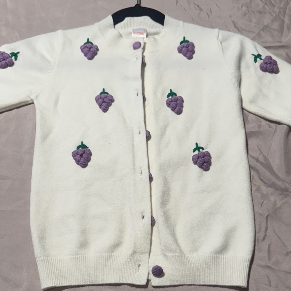 Purple Grape Embroidered Women's Sweater
